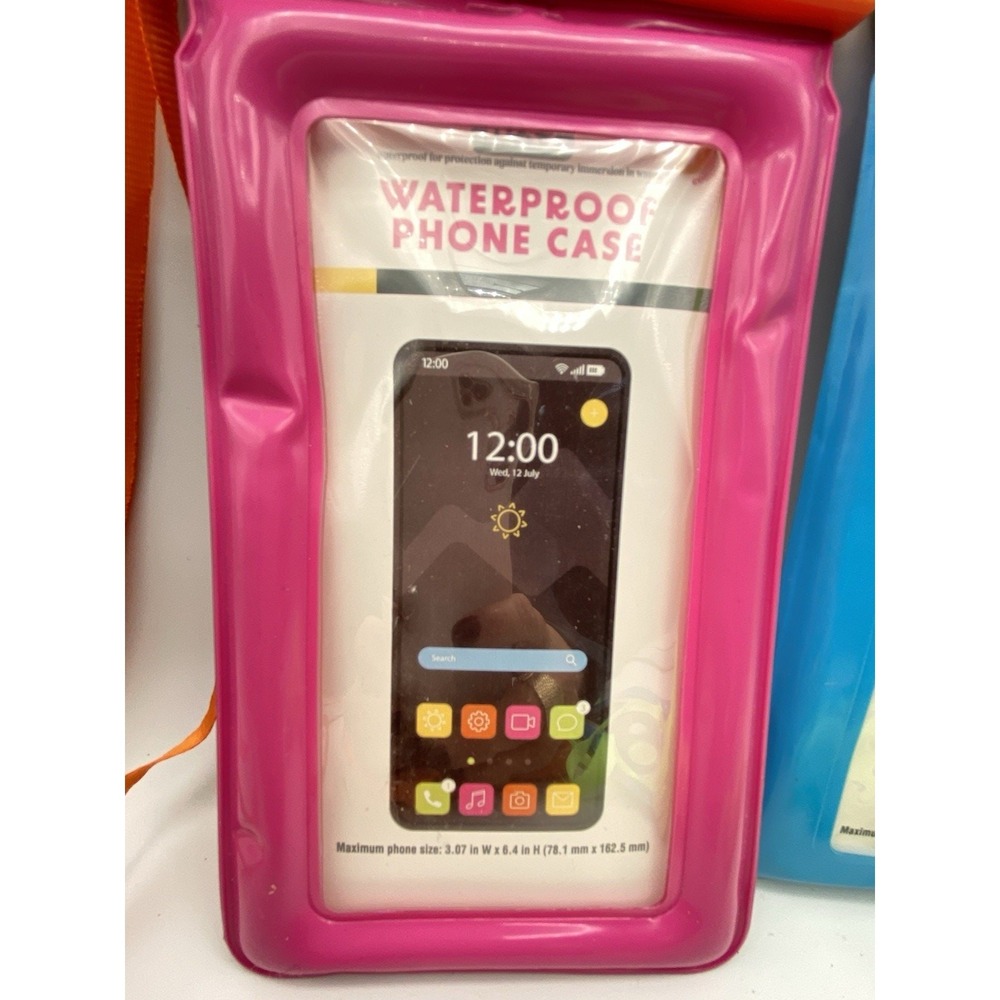 4 Waterproof Phone Cases Pouches Pink Orange Blue Green Neon Festival Travel - Picture 3 of 4